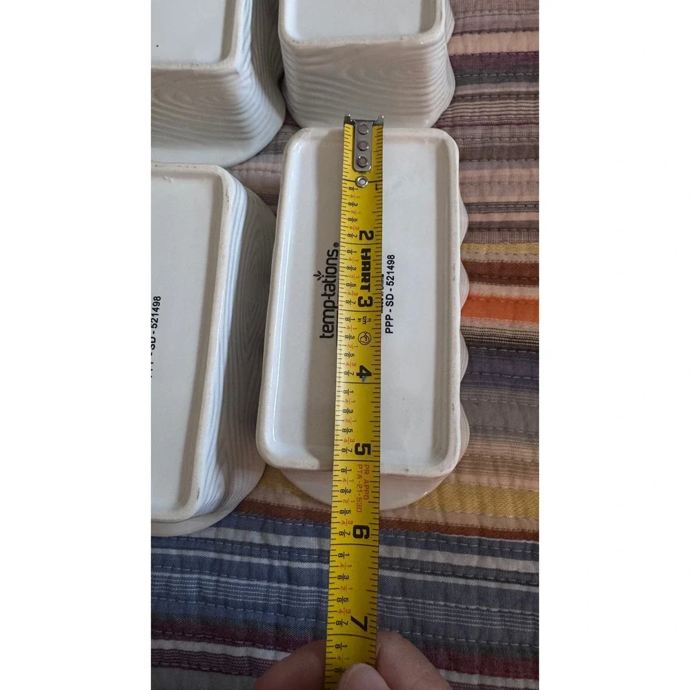 Temp-tations by Tara White Woodgrain Ceramic Mini Loaf Pans Set of 4 12oz 521498